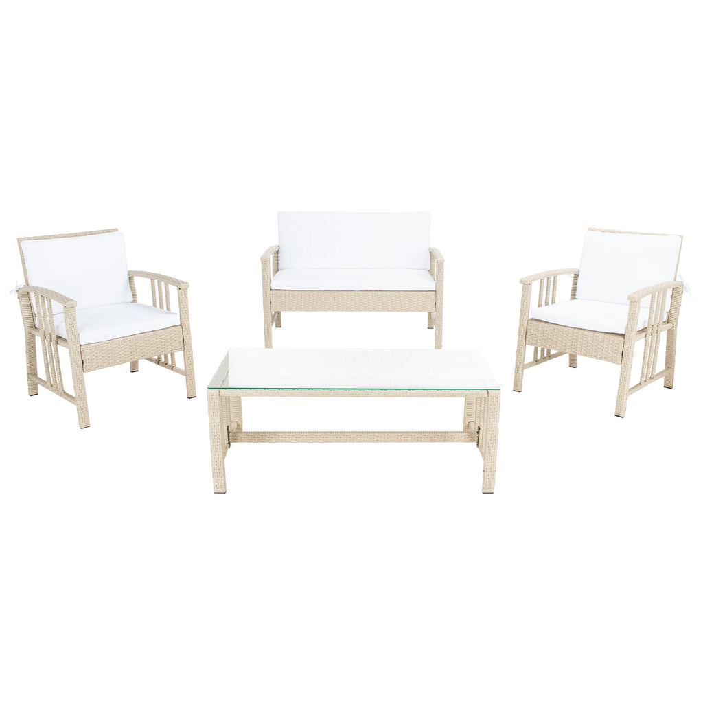 Ensemble de salon d'extérieur en osier SAFAVIEH Reslor 4 pièces - 43 l x 26 p x 31 h