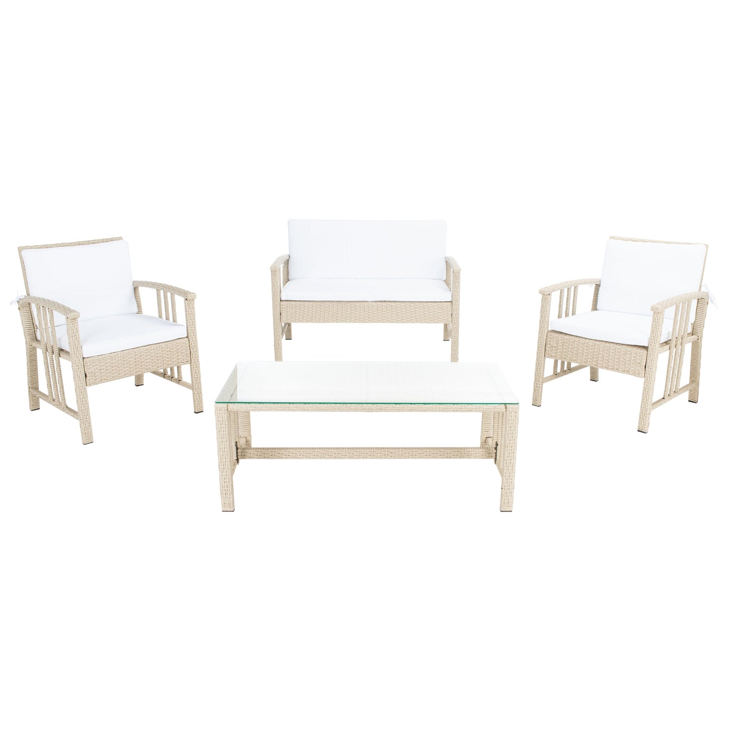 Ensemble de salon d'extérieur en osier SAFAVIEH Reslor 4 pièces - 43 l x 26 p x 31 h