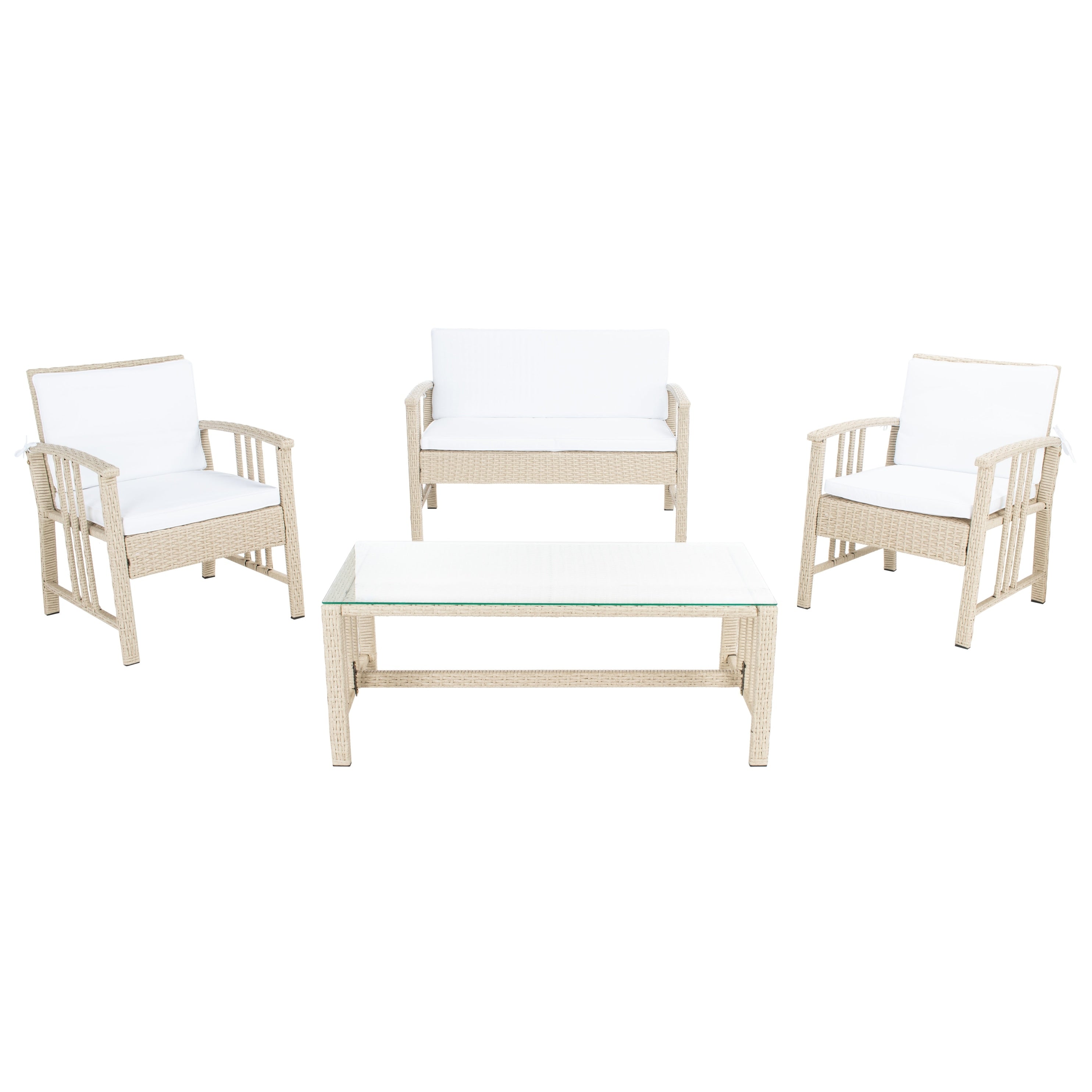 Ensemble de salon d'extérieur en osier SAFAVIEH Reslor 4 pièces - 43 l x 26 p x 31 h