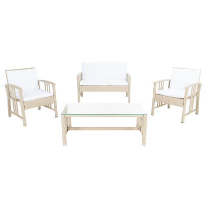 Ensemble de salon d'extérieur en osier SAFAVIEH Reslor 4 pièces - 43 l x 26 p x 31 h
