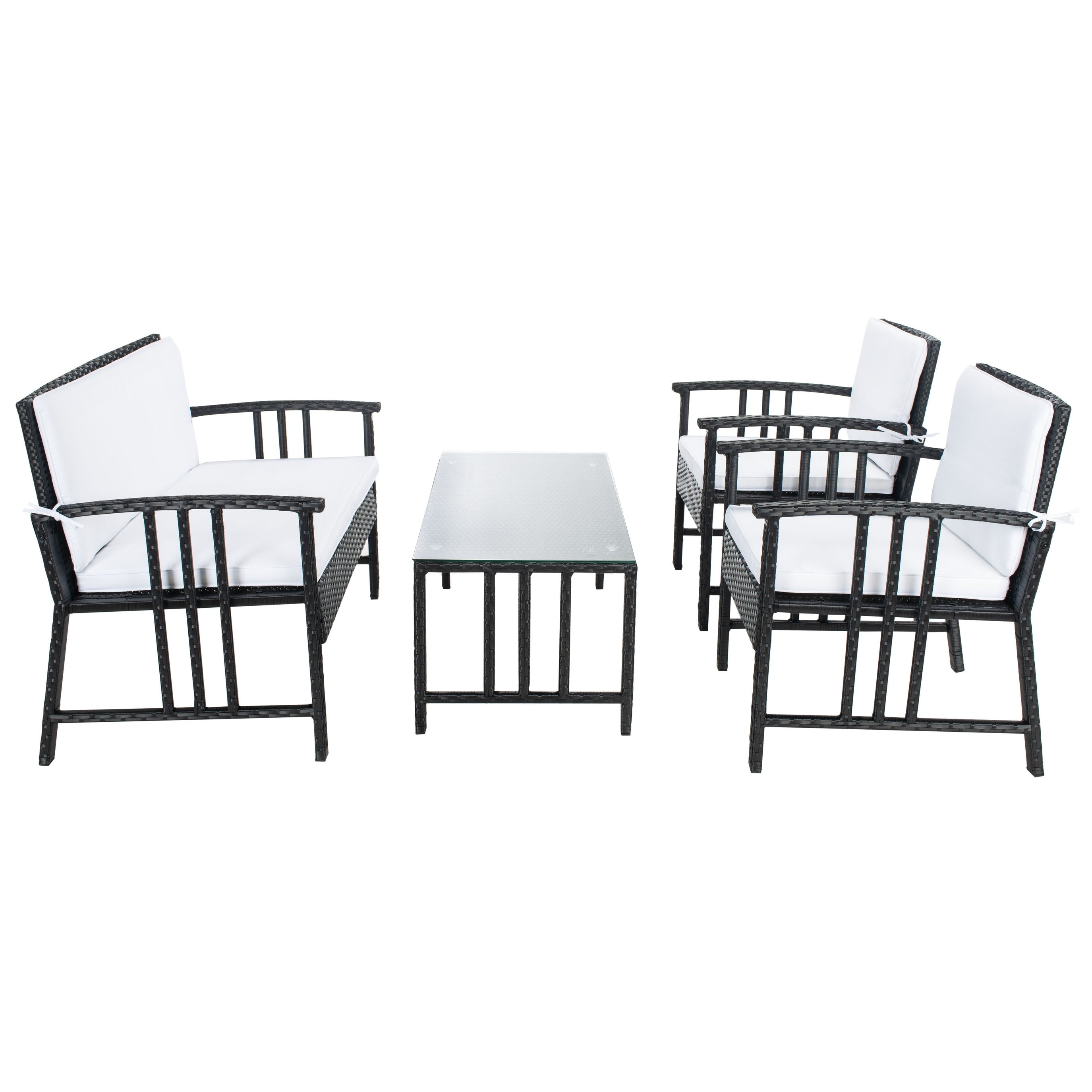 Ensemble de salon d'extérieur en osier SAFAVIEH Reslor 4 pièces - 43 l x 26 p x 31 h