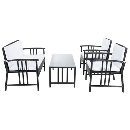 Ensemble de salon d'extérieur en osier SAFAVIEH Reslor 4 pièces - 43 l x 26 p x 31 h