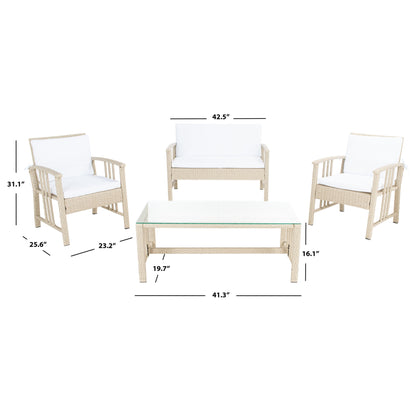 Ensemble de salon d'extérieur en osier SAFAVIEH Reslor 4 pièces - 43 l x 26 p x 31 h