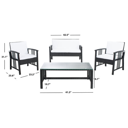 Ensemble de salon d'extérieur en osier SAFAVIEH Reslor 4 pièces - 43 l x 26 p x 31 h