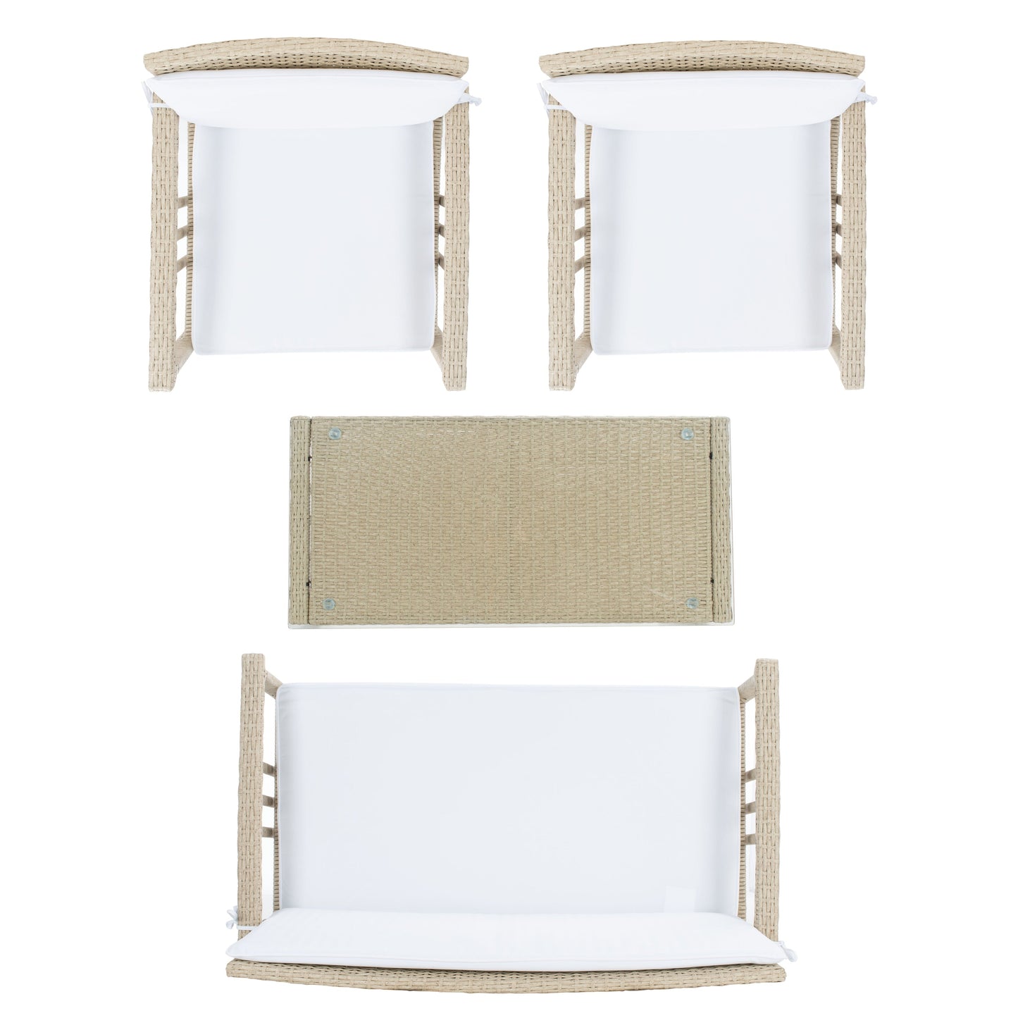 Ensemble de salon d'extérieur en osier SAFAVIEH Reslor 4 pièces - 43 l x 26 p x 31 h