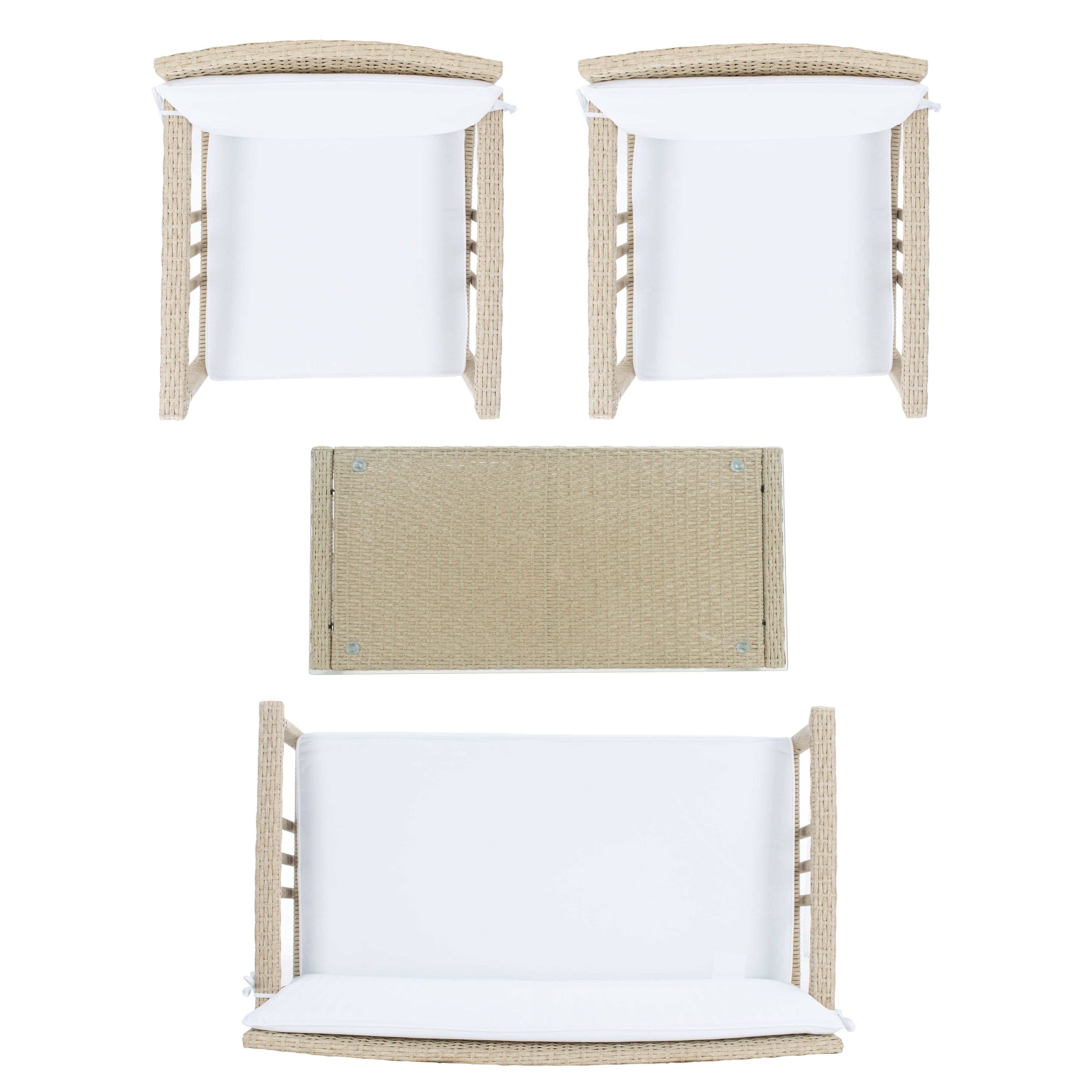 Ensemble de salon d'extérieur en osier SAFAVIEH Reslor 4 pièces - 43 l x 26 p x 31 h
