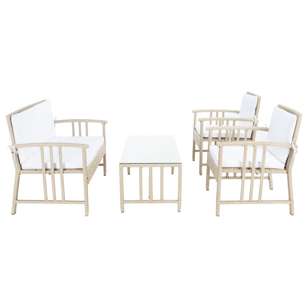 Ensemble de salon d'extérieur en osier SAFAVIEH Reslor 4 pièces - 43 l x 26 p x 31 h