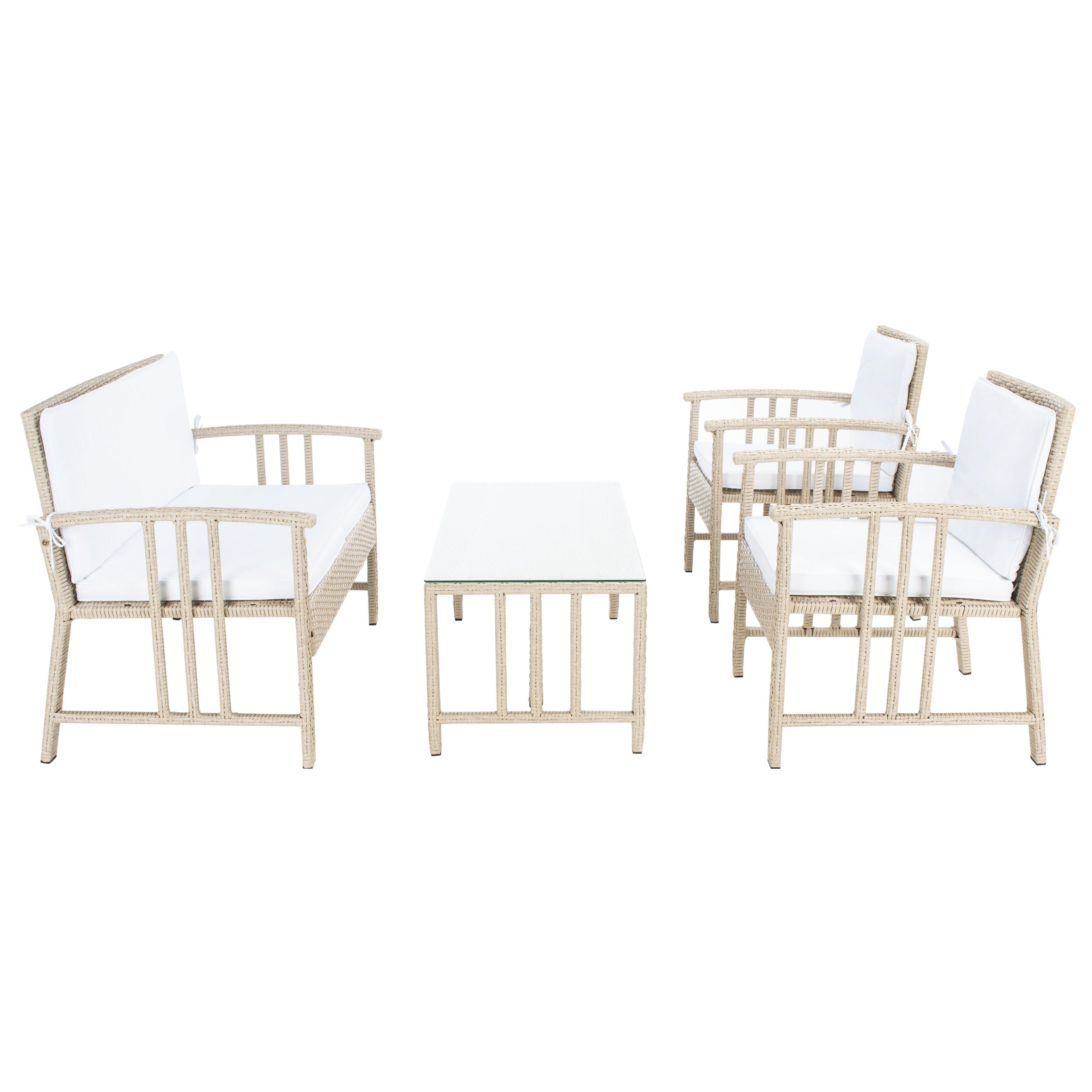 Ensemble de salon d'extérieur en osier SAFAVIEH Reslor 4 pièces - 43 l x 26 p x 31 h