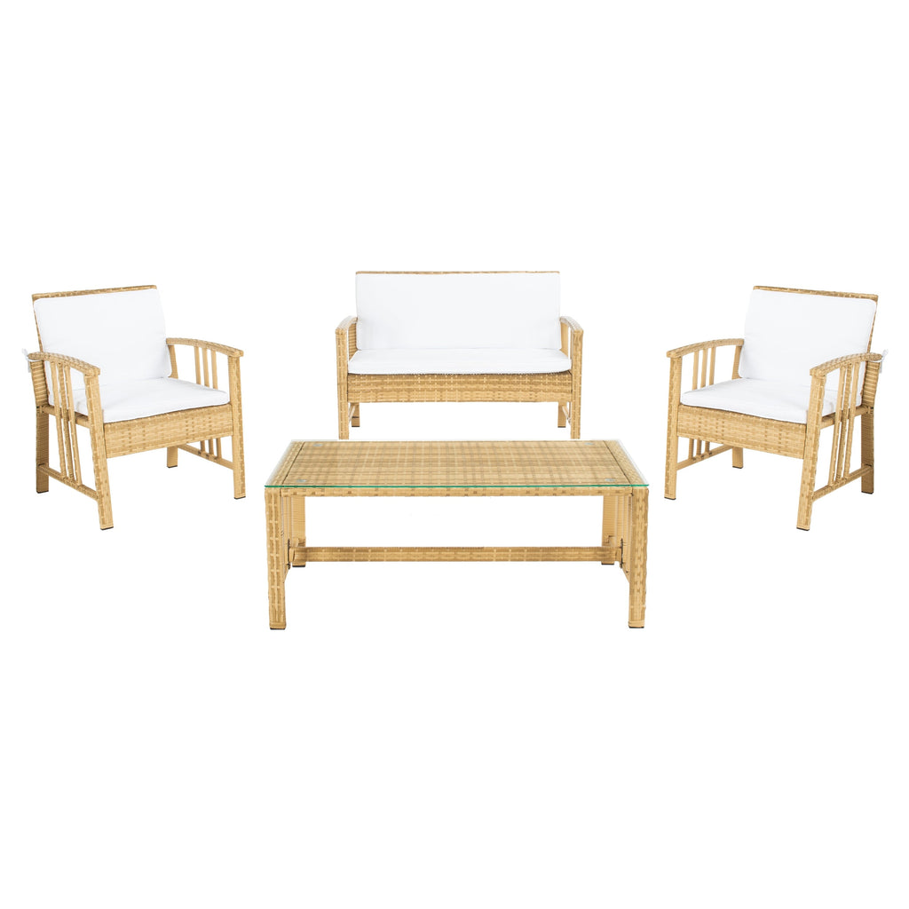 Ensemble de salon d'extérieur en osier SAFAVIEH Reslor 4 pièces - 43 l x 26 p x 31 h
