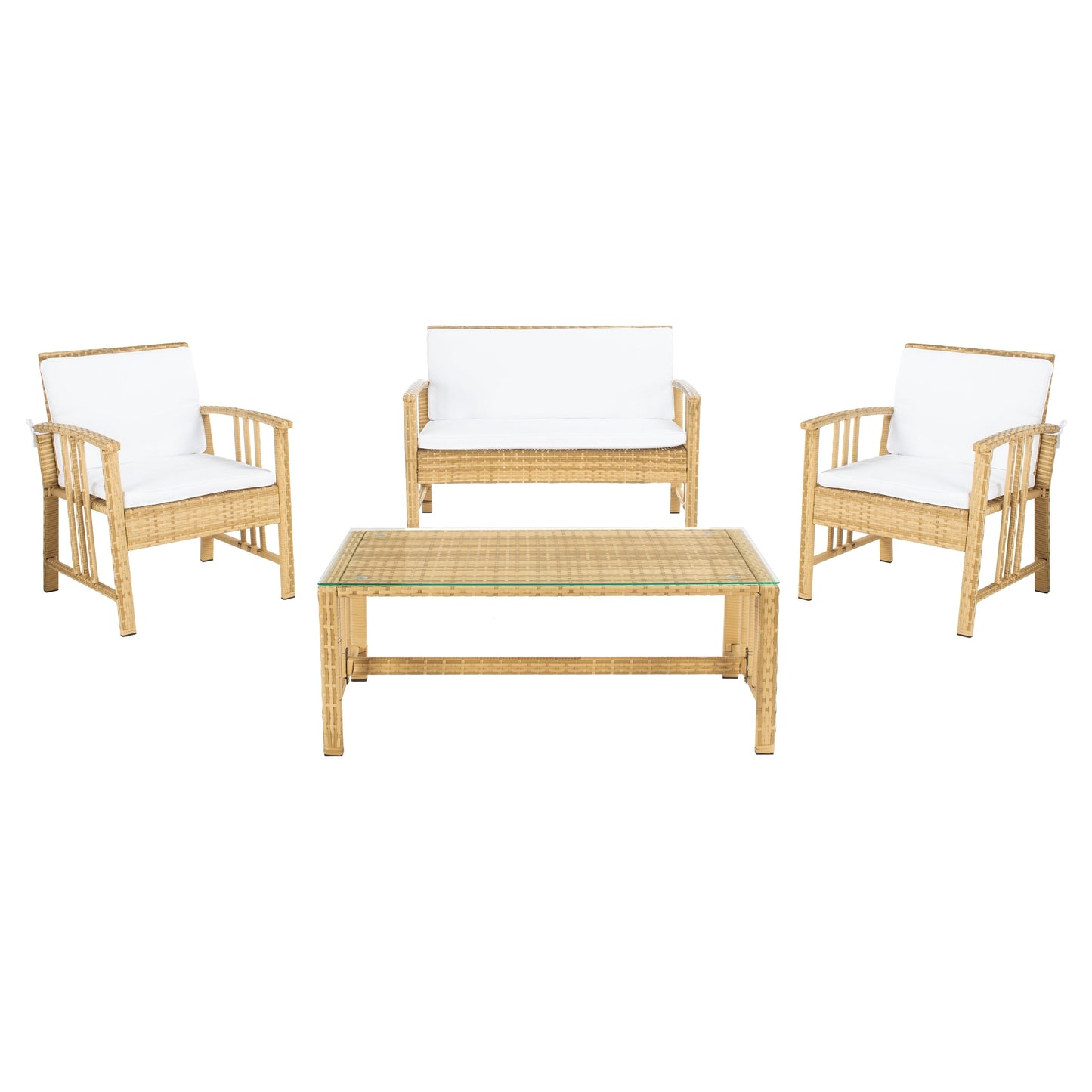 Ensemble de salon d'extérieur en osier SAFAVIEH Reslor 4 pièces - 43 l x 26 p x 31 h