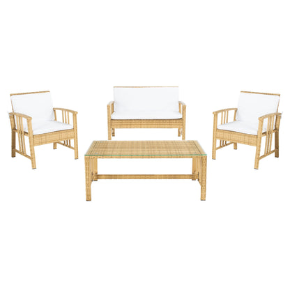 Ensemble de salon d'extérieur en osier SAFAVIEH Reslor 4 pièces - 43 l x 26 p x 31 h