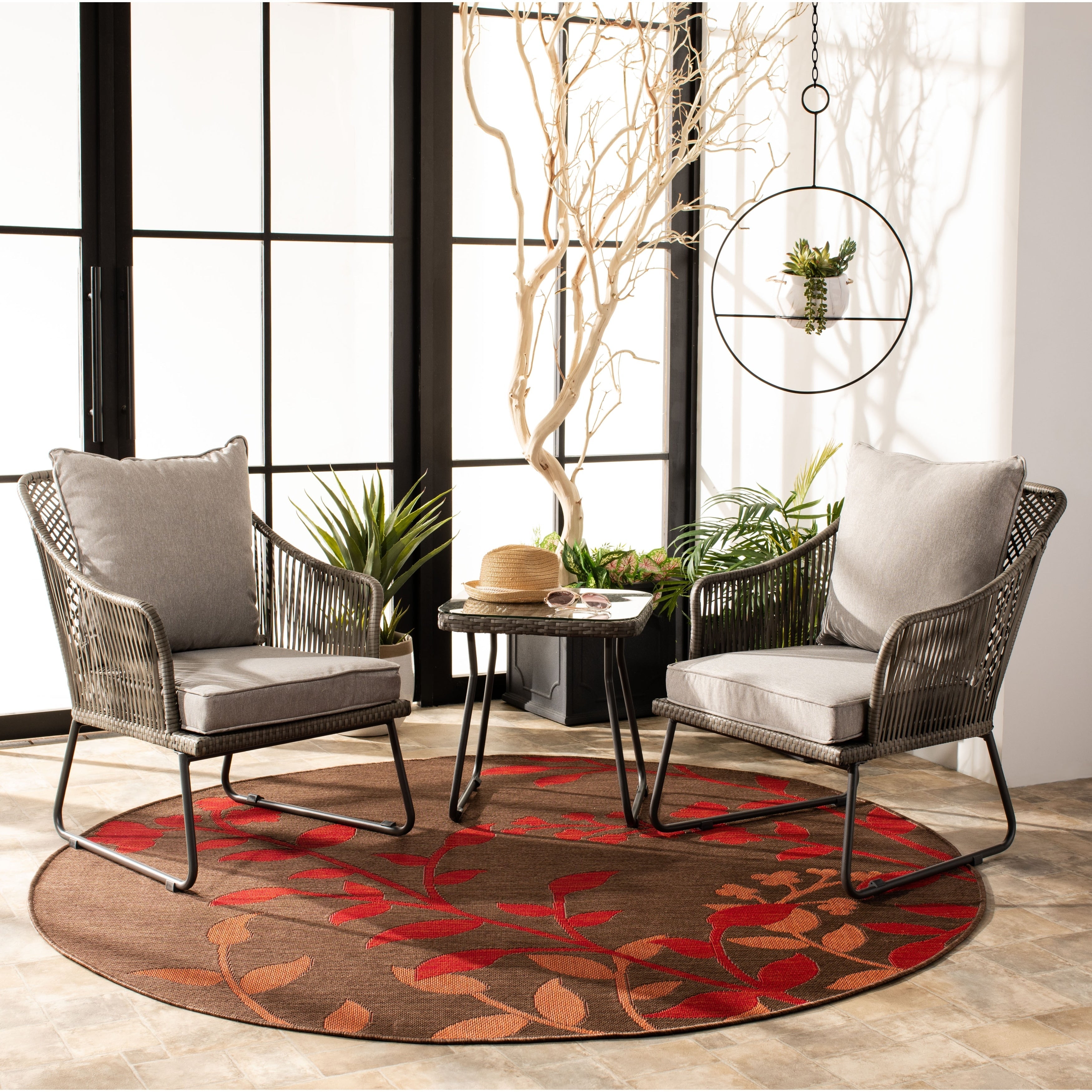 Ensemble de salon d'extérieur Rihanna 3 pièces SAFAVIEH - 19 l x 19 p x 19 h