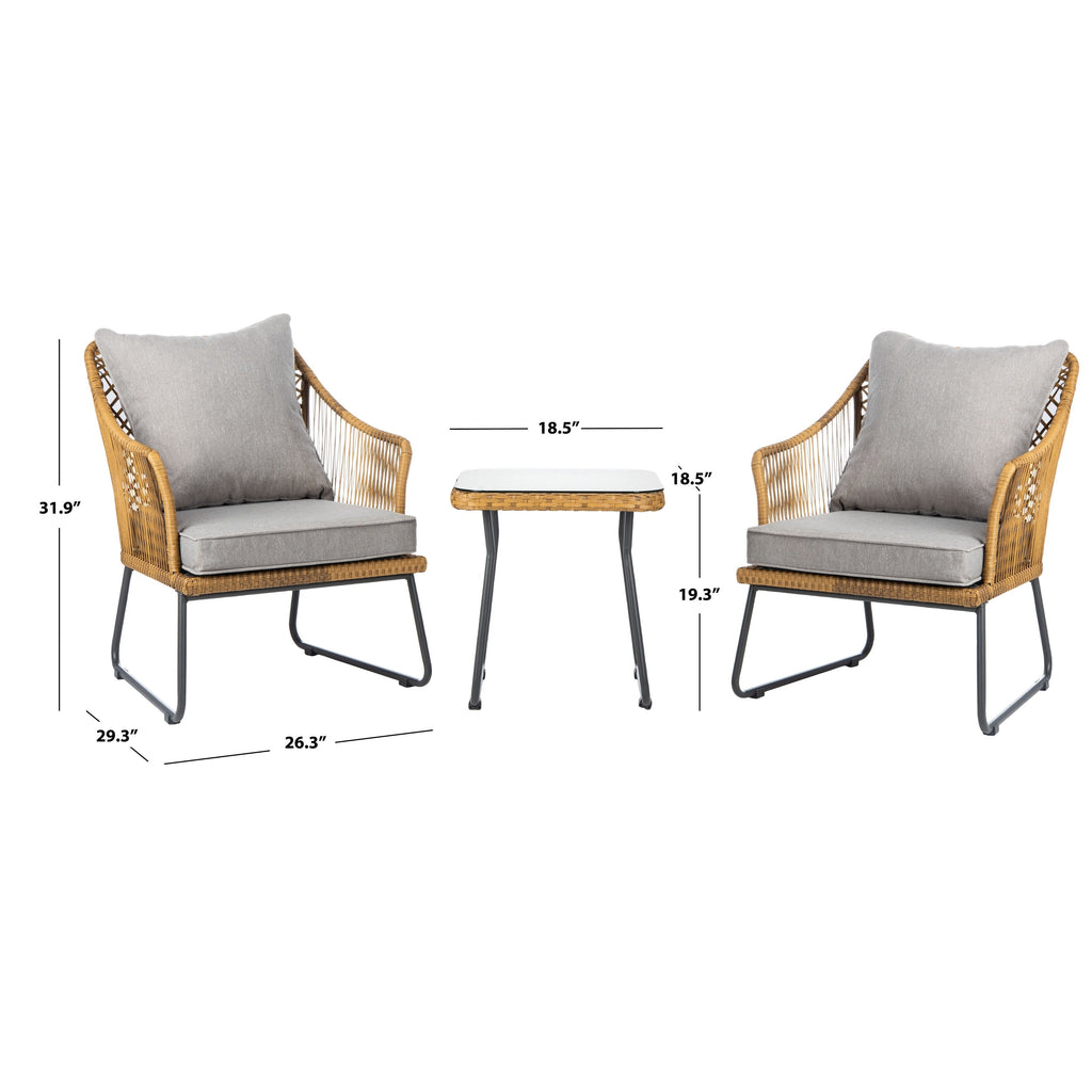 Ensemble de salon d'extérieur Rihanna 3 pièces SAFAVIEH - 19 l x 19 p x 19 h