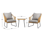 Ensemble de salon d'extérieur Rihanna 3 pièces SAFAVIEH - 19 l x 19 p x 19 h