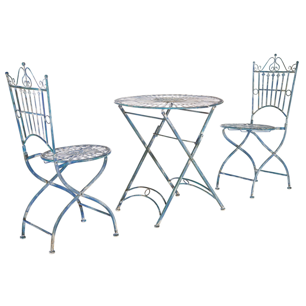 Ensemble bistrot d'extérieur 3 pièces en fer de style victorien Saige de SAFAVIEH - 28 l x 28 p x 38 h