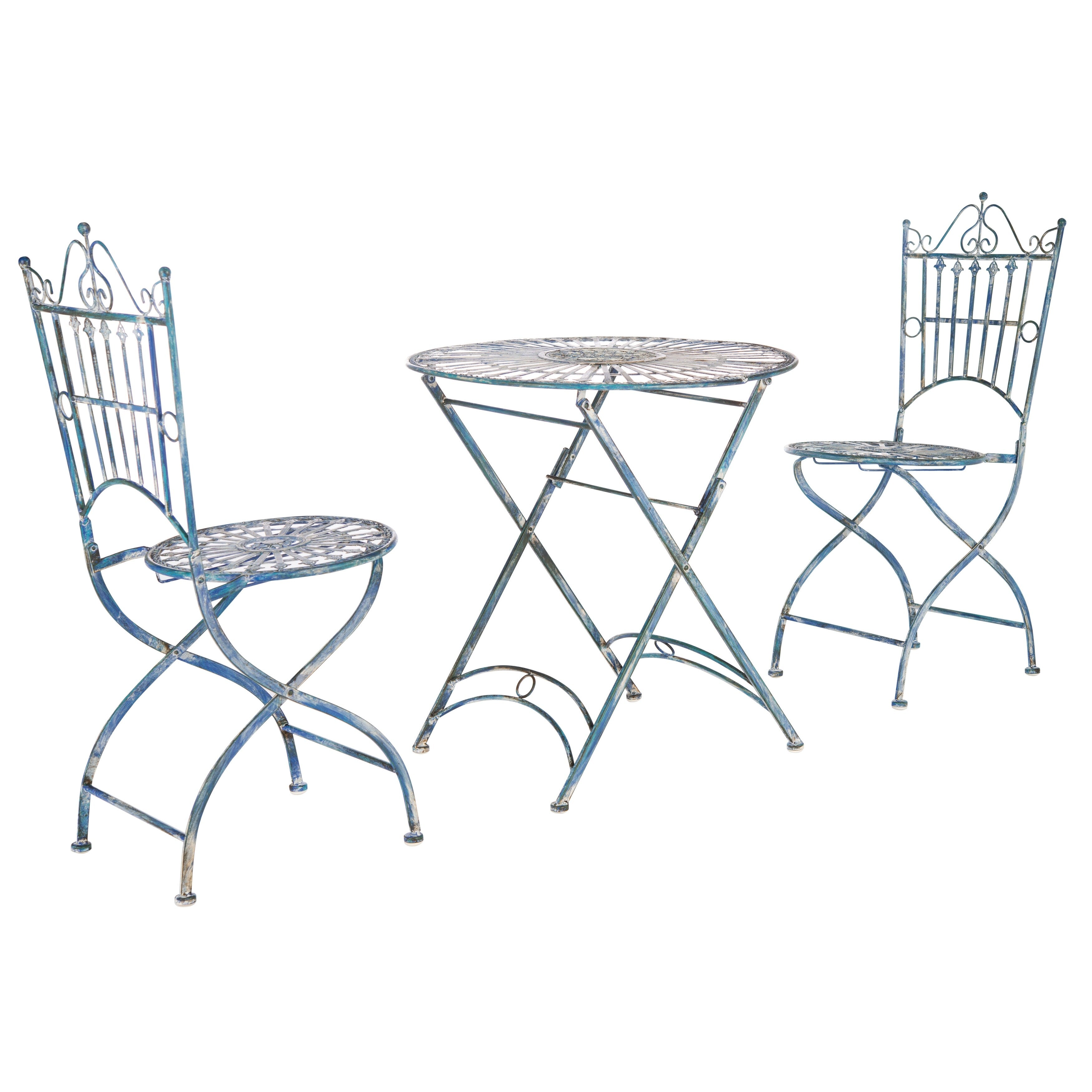 Ensemble bistrot d'extérieur 3 pièces en fer de style victorien Saige de SAFAVIEH - 28 l x 28 p x 38 h