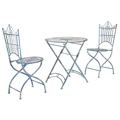 Ensemble bistrot d'extérieur 3 pièces en fer de style victorien Saige de SAFAVIEH - 28 l x 28 p x 38 h