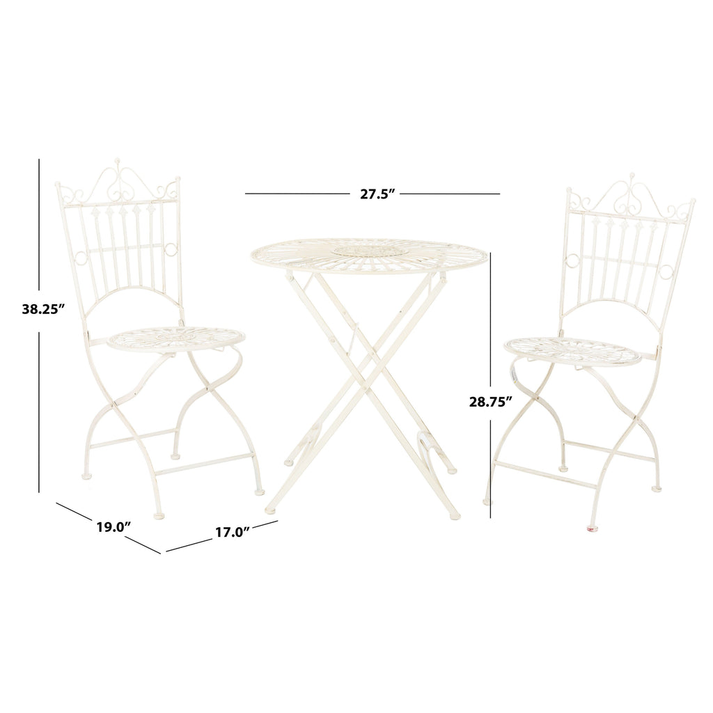 Ensemble bistrot d'extérieur 3 pièces en fer de style victorien Saige de SAFAVIEH - 28 l x 28 p x 38 h