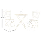 Ensemble bistrot d'extérieur 3 pièces en fer de style victorien Saige de SAFAVIEH - 28 l x 28 p x 38 h