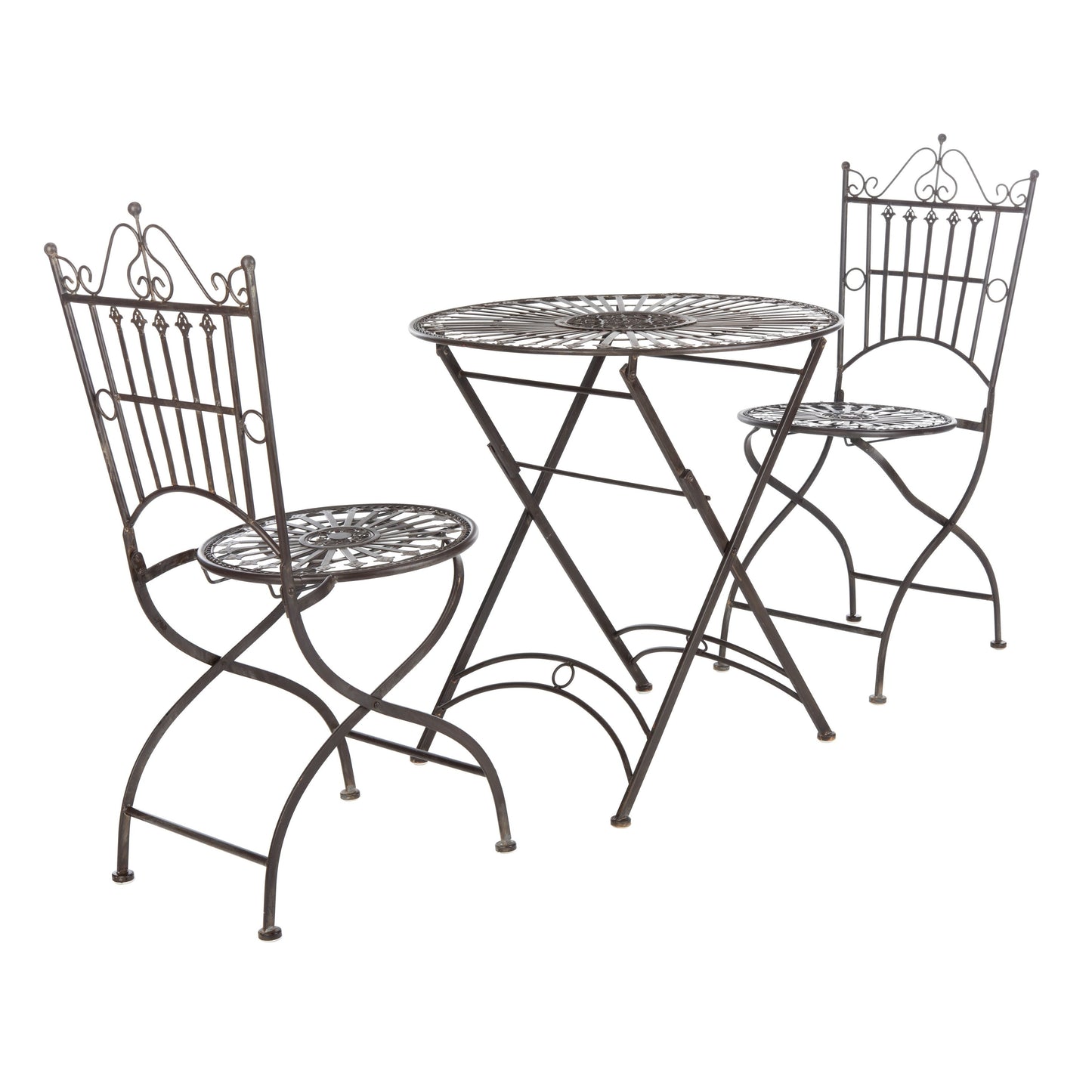 Ensemble bistrot d'extérieur 3 pièces en fer de style victorien Saige de SAFAVIEH - 28 l x 28 p x 38 h
