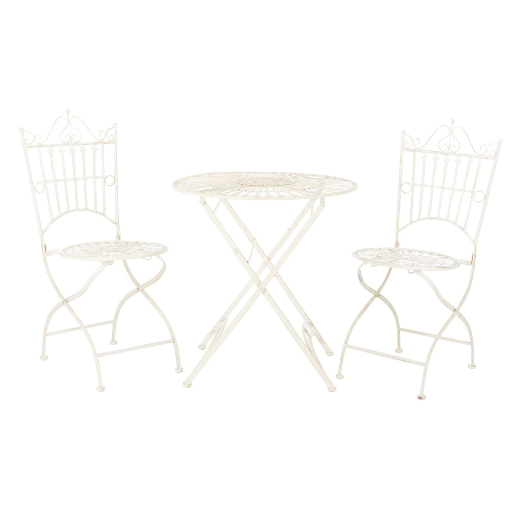 Ensemble bistrot d'extérieur 3 pièces en fer de style victorien Saige de SAFAVIEH - 28 l x 28 p x 38 h