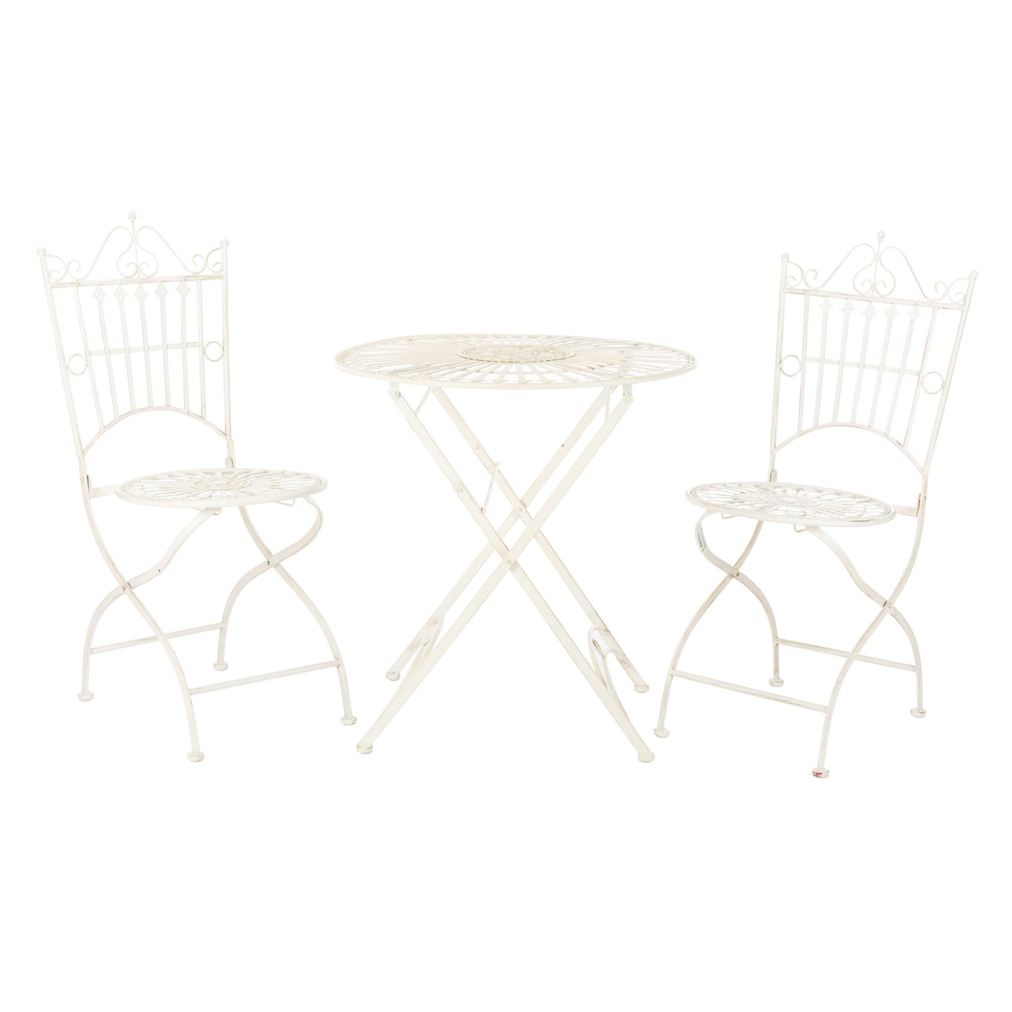 Ensemble bistrot d'extérieur 3 pièces en fer de style victorien Saige de SAFAVIEH - 28 l x 28 p x 38 h