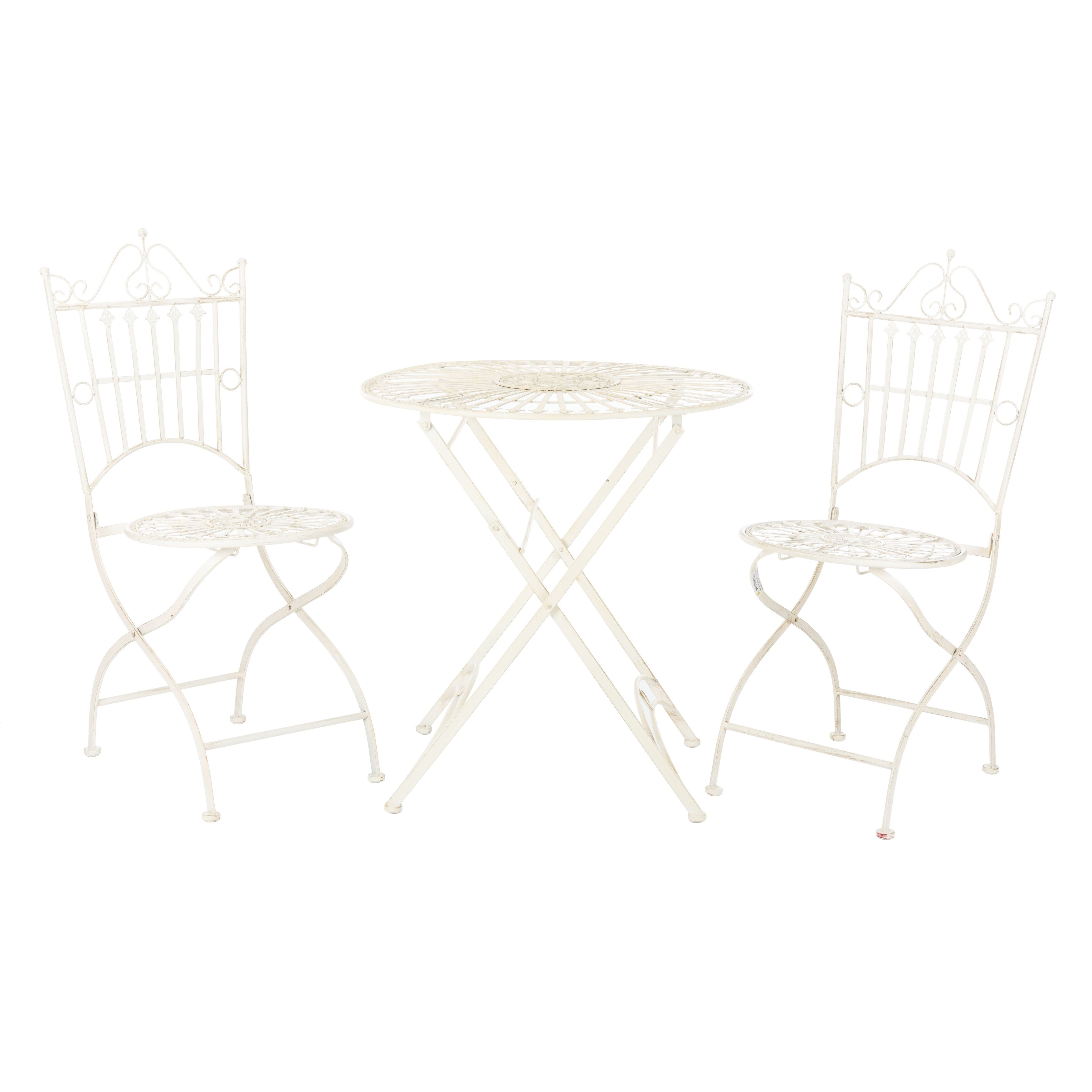 Ensemble bistrot d'extérieur 3 pièces en fer de style victorien Saige de SAFAVIEH - 28 l x 28 p x 38 h