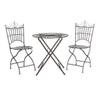 Ensemble bistrot d'extérieur 3 pièces en fer de style victorien Saige de SAFAVIEH - 28 l x 28 p x 38 h