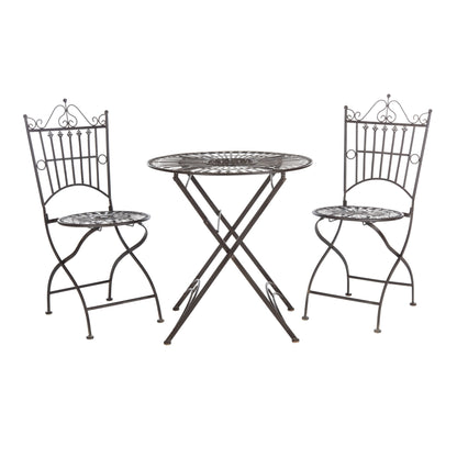 Ensemble bistrot d'extérieur 3 pièces en fer de style victorien Saige de SAFAVIEH - 28 l x 28 p x 38 h