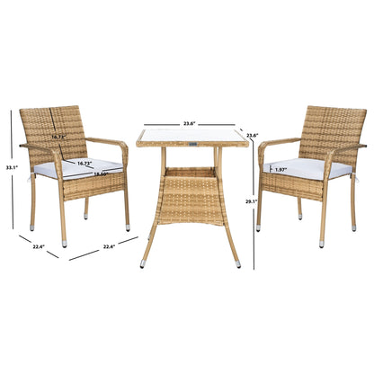 Ensemble bistrot d'extérieur Sheva 3 pièces SAFAVIEH - 24 l x 24 p x 33 h