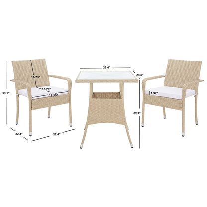Ensemble bistrot d'extérieur Sheva 3 pièces SAFAVIEH - 24 l x 24 p x 33 h