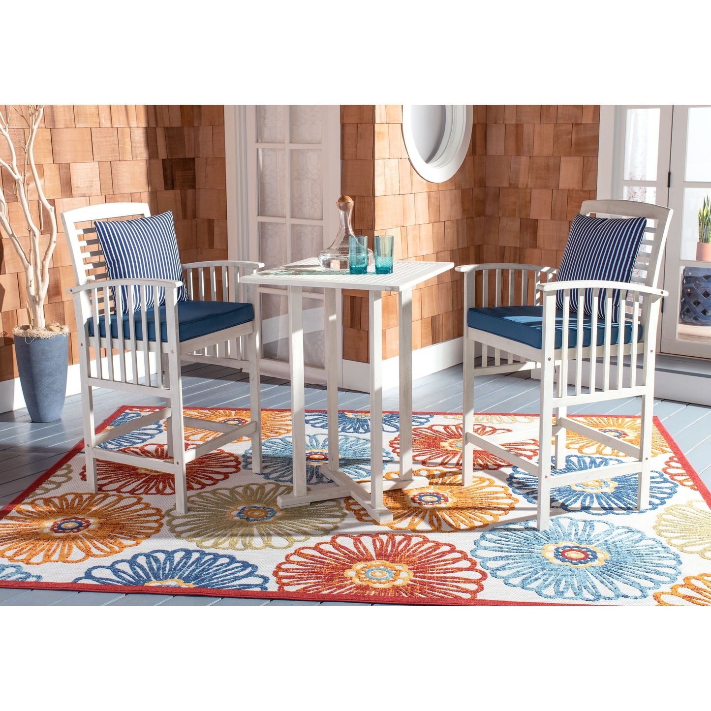 Ensemble bistrot d'extérieur Sheyla 3 pièces SAFAVIEH - 28 l x 28 p x 40 h