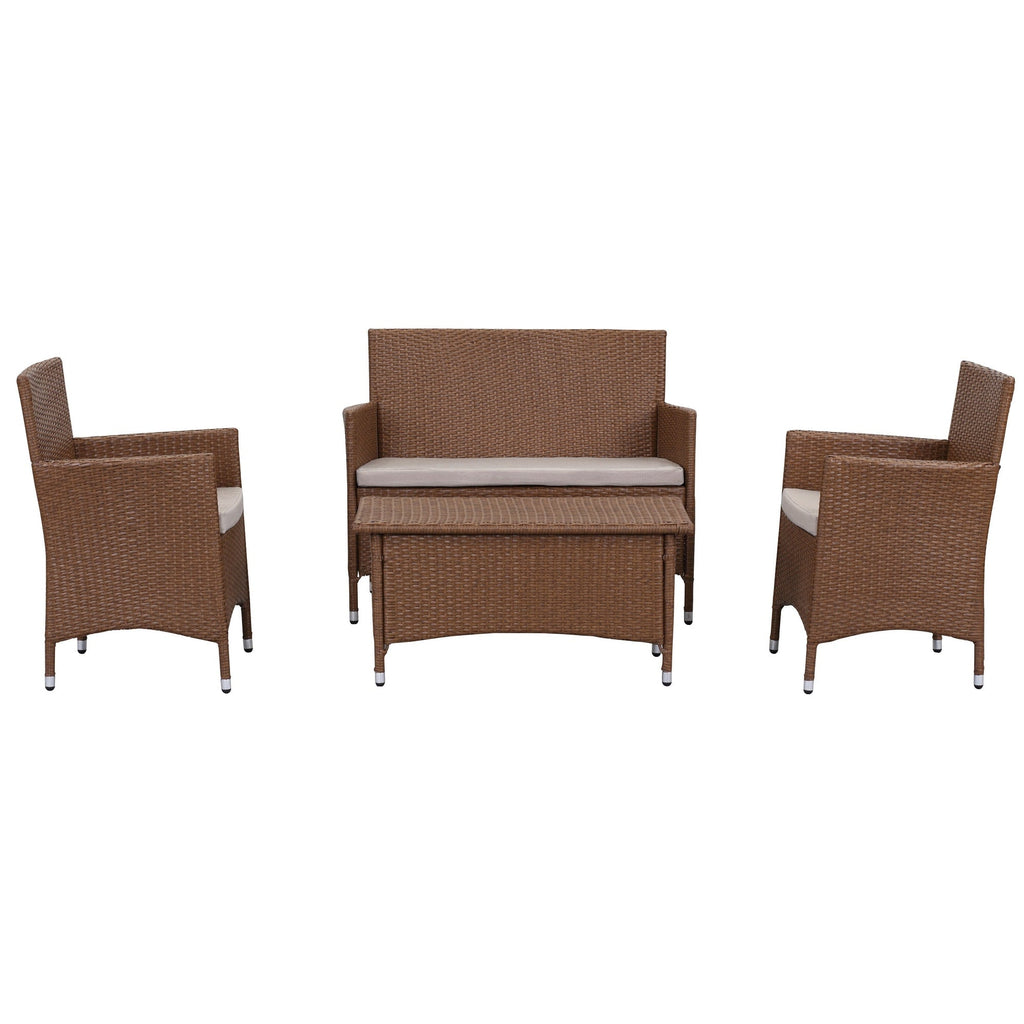 Ensemble de patio d'extérieur SAFAVIEH Simka marron/sable (4 pièces) - 43 l x 34 P x 23 H