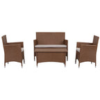Ensemble de patio d'extérieur SAFAVIEH Simka marron/sable (4 pièces) - 43 l x 34 P x 23 H