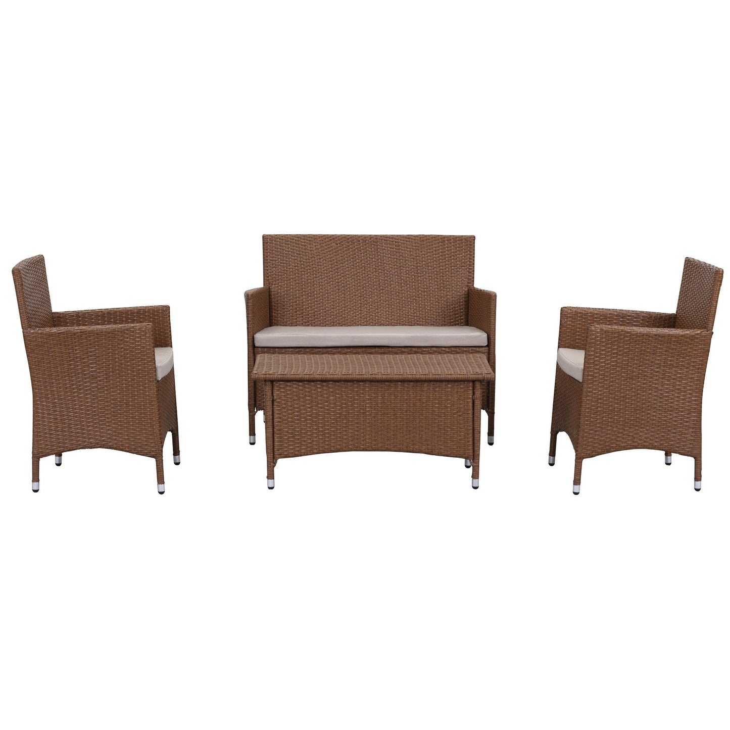 Ensemble de patio d'extérieur SAFAVIEH Simka marron/sable (4 pièces) - 43 l x 34 P x 23 H