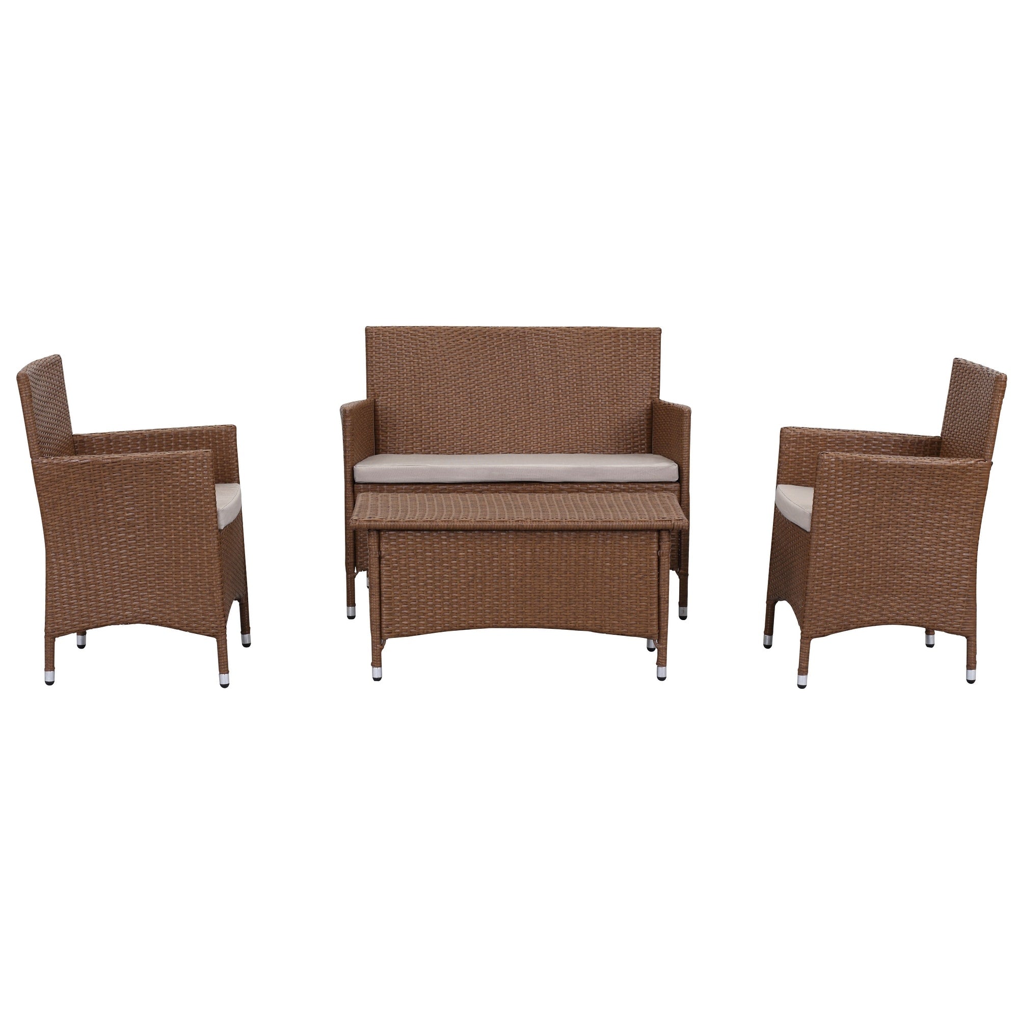 Ensemble de patio d'extérieur SAFAVIEH Simka marron/sable (4 pièces) - 43 l x 34 P x 23 H