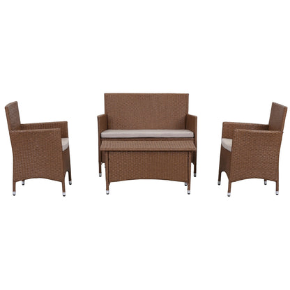 Ensemble de patio d'extérieur SAFAVIEH Simka marron/sable (4 pièces) - 43 l x 34 P x 23 H
