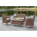 Ensemble de patio d'extérieur SAFAVIEH Simka marron/sable (4 pièces) - 43 l x 34 P x 23 H