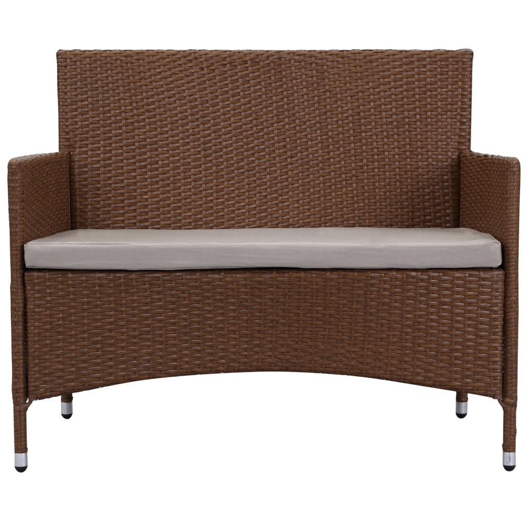 Ensemble de patio d'extérieur SAFAVIEH Simka marron/sable (4 pièces) - 43 l x 34 P x 23 H