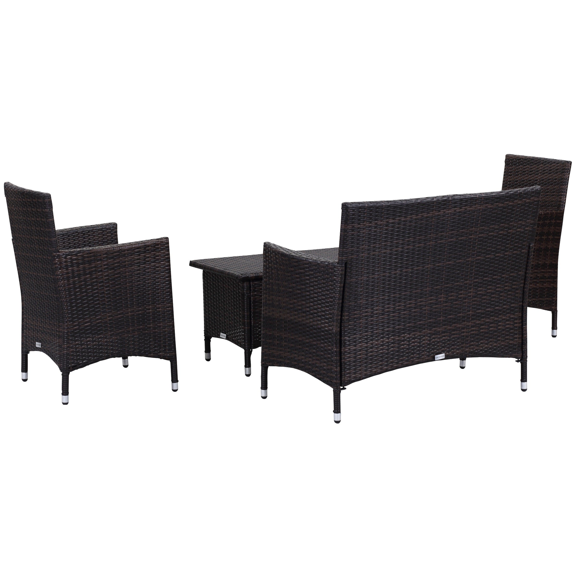 Ensemble de patio d'extérieur SAFAVIEH Simka marron/sable (4 pièces) - 43 l x 34 P x 23 H