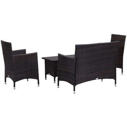 Ensemble de patio d'extérieur SAFAVIEH Simka marron/sable (4 pièces) - 43 l x 34 P x 23 H