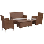 Ensemble de patio d'extérieur SAFAVIEH Simka marron/sable (4 pièces) - 43 l x 34 P x 23 H