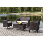 Ensemble de patio d'extérieur SAFAVIEH Simka marron/sable (4 pièces) - 43 l x 34 P x 23 H