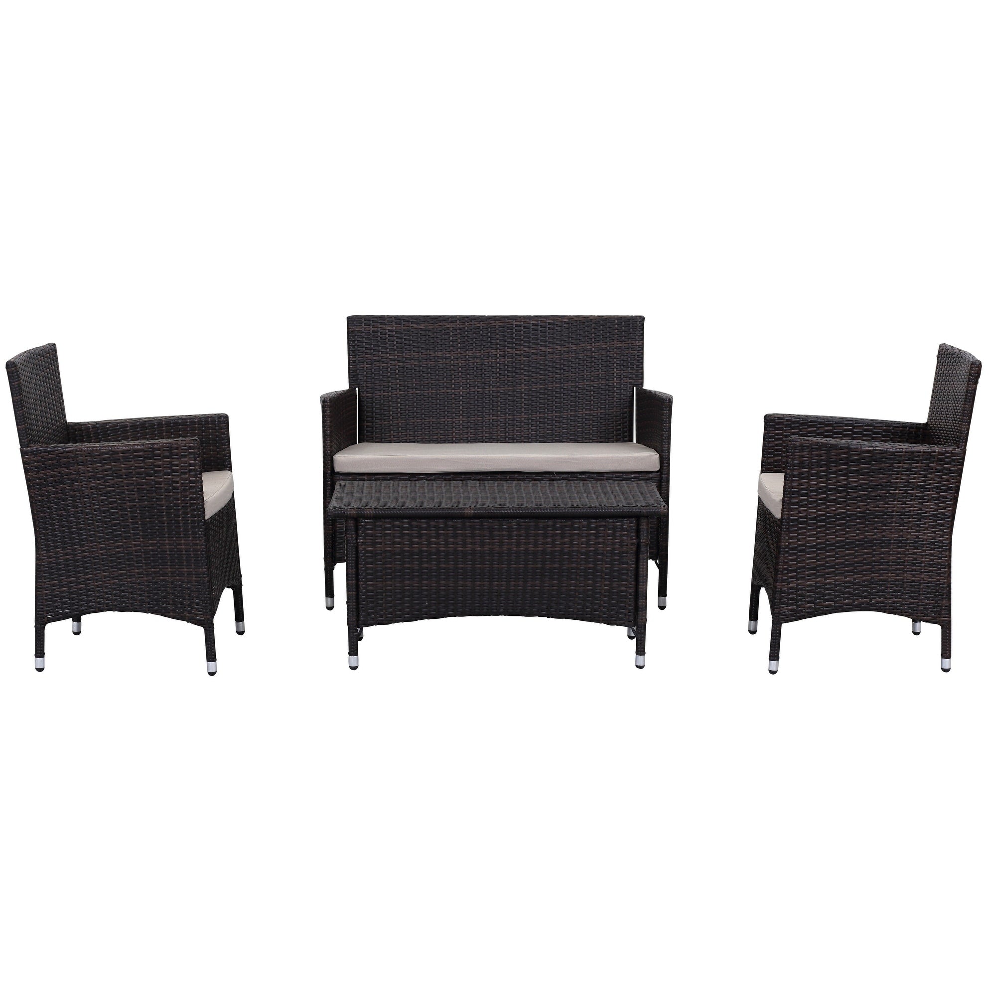 Ensemble de patio d'extérieur SAFAVIEH Simka marron/sable (4 pièces) - 43 l x 34 P x 23 H