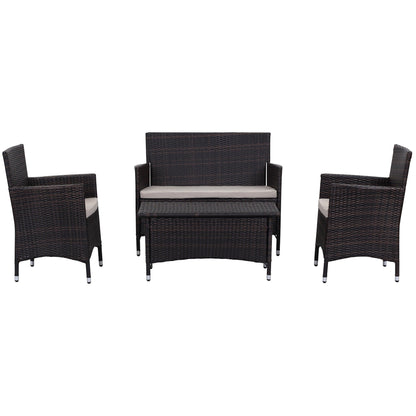 Ensemble de patio d'extérieur SAFAVIEH Simka marron/sable (4 pièces) - 43 l x 34 P x 23 H
