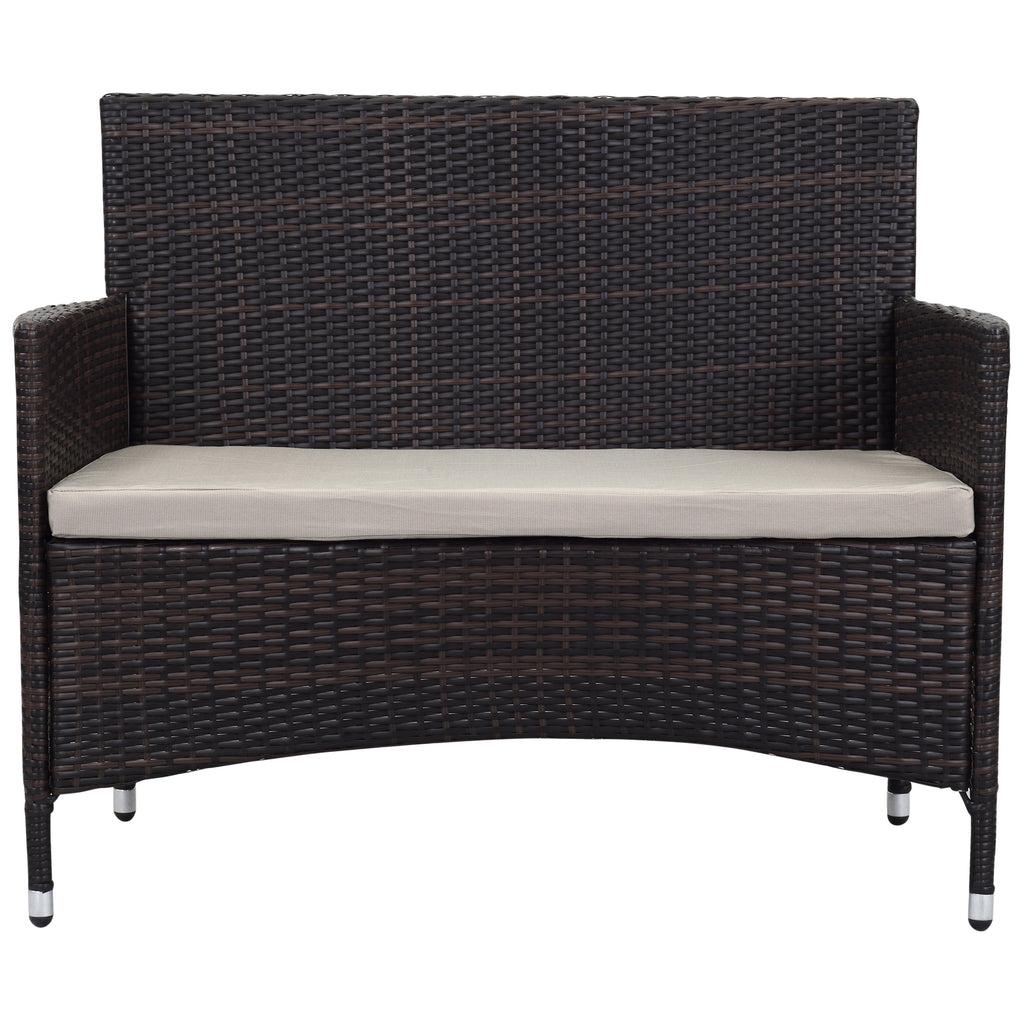 Ensemble de patio d'extérieur SAFAVIEH Simka marron/sable (4 pièces) - 43 l x 34 P x 23 H