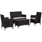 Ensemble de patio d'extérieur SAFAVIEH Simka marron/sable (4 pièces) - 43 l x 34 P x 23 H