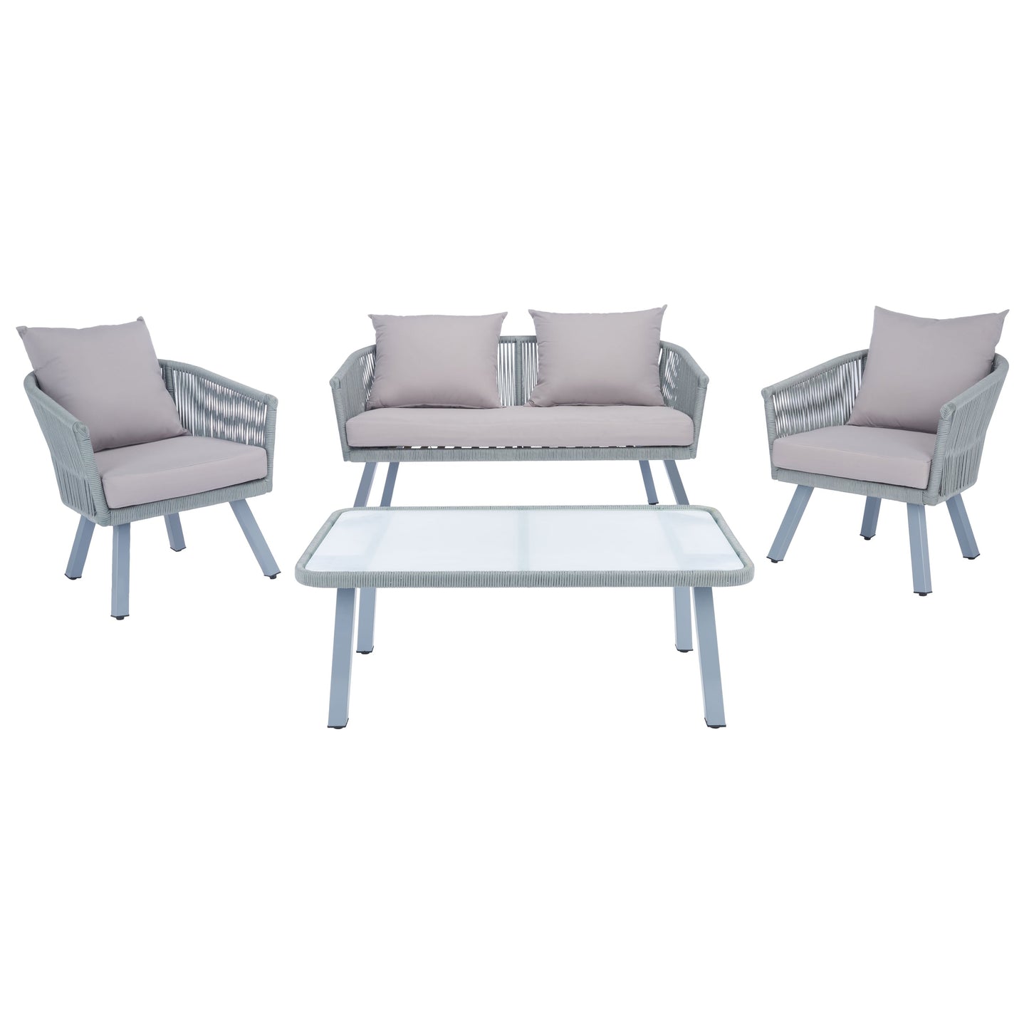 Ensemble de patio extérieur Sneh-Lata 4 pièces en corde SAFAVIEH - 54 L x 27 P x 26 H