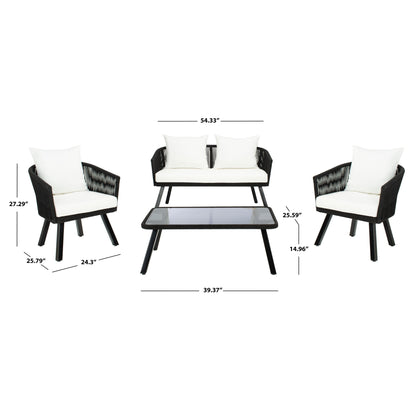 Ensemble de patio extérieur Sneh-Lata 4 pièces en corde SAFAVIEH - 54 L x 27 P x 26 H