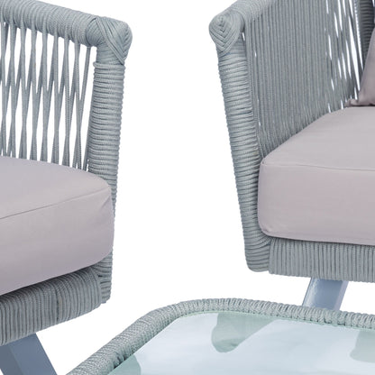 Ensemble de patio extérieur Sneh-Lata 4 pièces en corde SAFAVIEH - 54 L x 27 P x 26 H